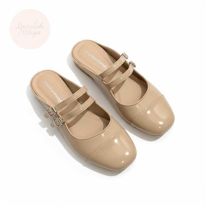 SANDAL WANITA SLOP MULES PVC TALI GESPER NYAMAN ANTI AIR BAHAN KARET JELLY EMPUK & LENTUR SOL ANTI