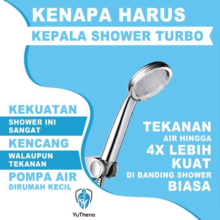 Premium Bundle Kran Cabang Dan Shower Mandi Turbo Jet Hand Shower Original