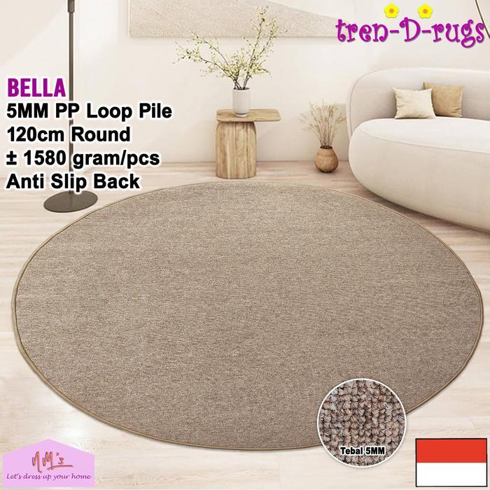 TERLARIS Tren-D-rugs karpet polos aesthetic bulat bundar lingkaran round carpet diameter 120 cm anti
