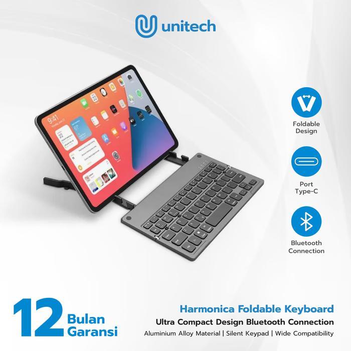 Ada Stok Keyboard Bluetooth Lipat Portable + Stand Holder Hp Tablet untuk Windows ios Android