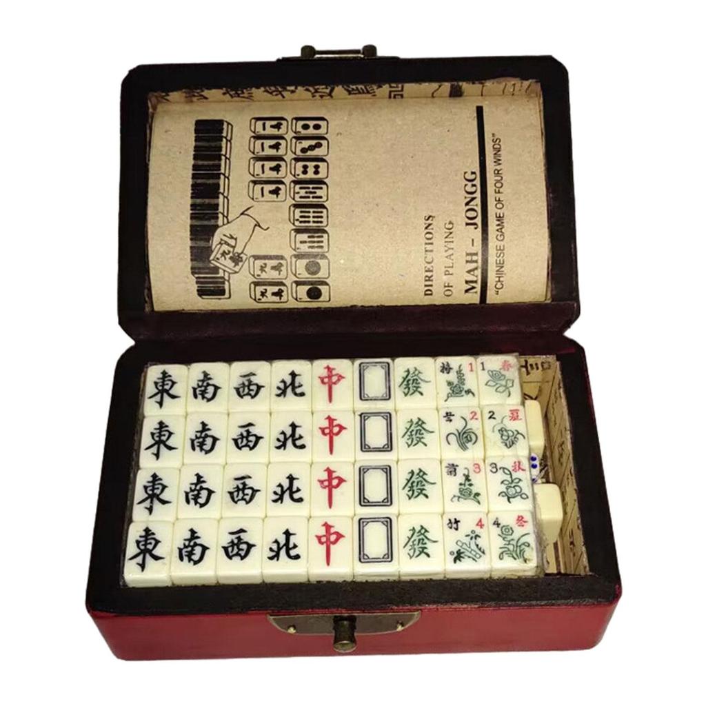 Chinese Mahjong Game Set Family Mahjong Game Leisure Game Classic with Carrying Case Mahjong Game