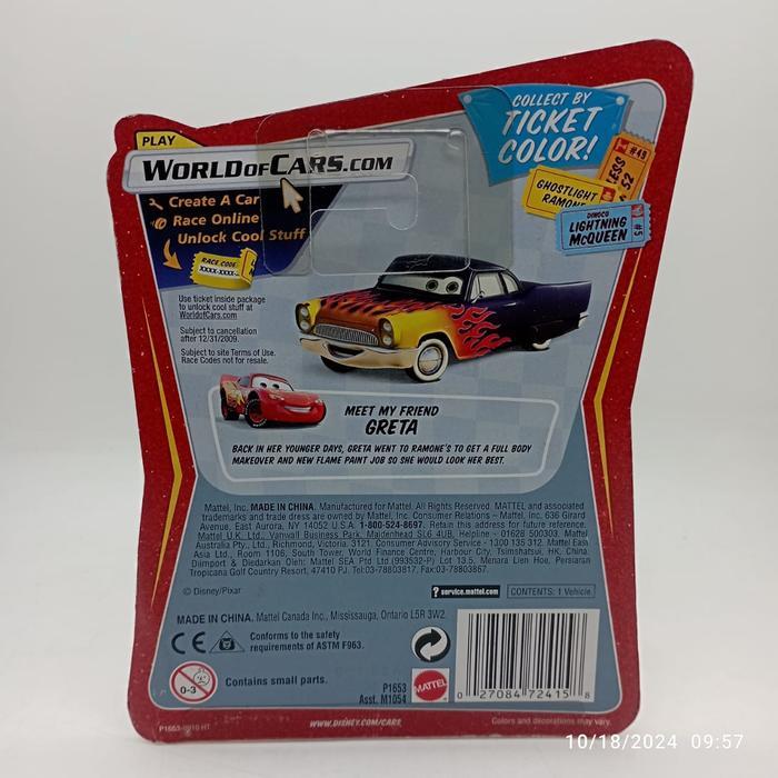 DISNEY PIXAR CARS RACE ORAMA VITOLINE PITTY MATTEL DIECAST 1:55