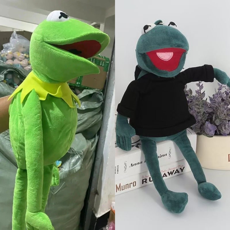 1pKermit The Frog Funny Plush Doll Hand Puppet Schoolbag Frog Animal Plush Toy Big Doll