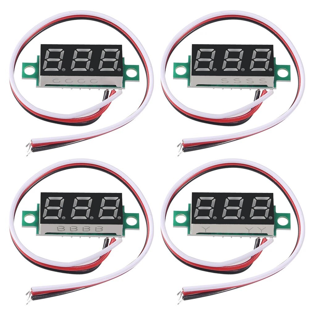 4pcs Digital Mini Digital Voltmeter 0.28Inch Three-Line 0-100V Digital Voltmeter Gauge Tester LED