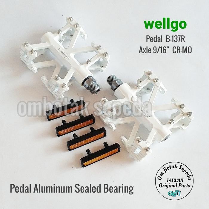 Wellgo Pedal Sealed Bearing B137R Axle 9/16" Cr-Mo Ada Reflector Orange Original Taiwan Nyaman Kuat