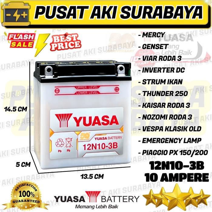 PROMO ACCU YUASA 12N10 UNTUK STRUM IKAN 3 RODA EMERGENCY LAMP GENSET