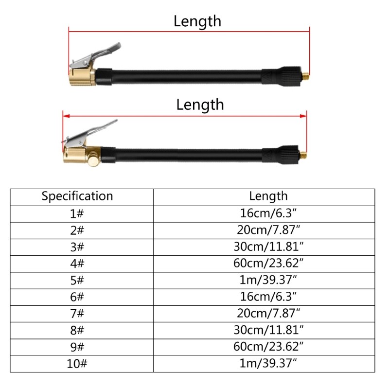 Car Motorbike Bike Tire Inflator Extension Tube, Air Compressor Tire Inflator Attachment, Inflator