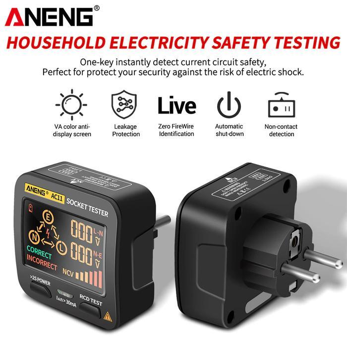 Aneng Stop Kontak Voltage Tester Grounding Polarity Phase Check Eu Plug