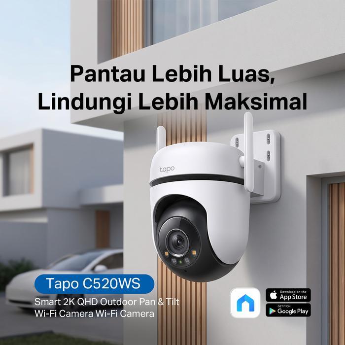 TP-Link Tapo C520WS Kamera CCTV WiFi 2.5K 4MP CCTV Outdoor Pan Tilt Kamera 360 CCTV WiFi Jarak Jauh