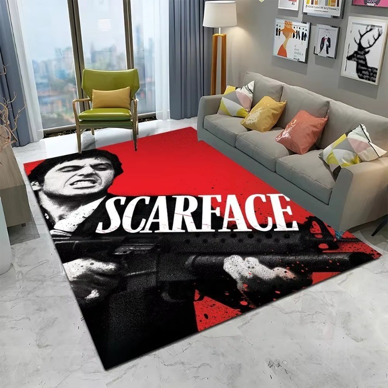 Karpet Karpet 3D Scarface 3D Film Klasik Karpet Tony Karpet untuk Ruang Tamu Rumah Dekorasi Keset So