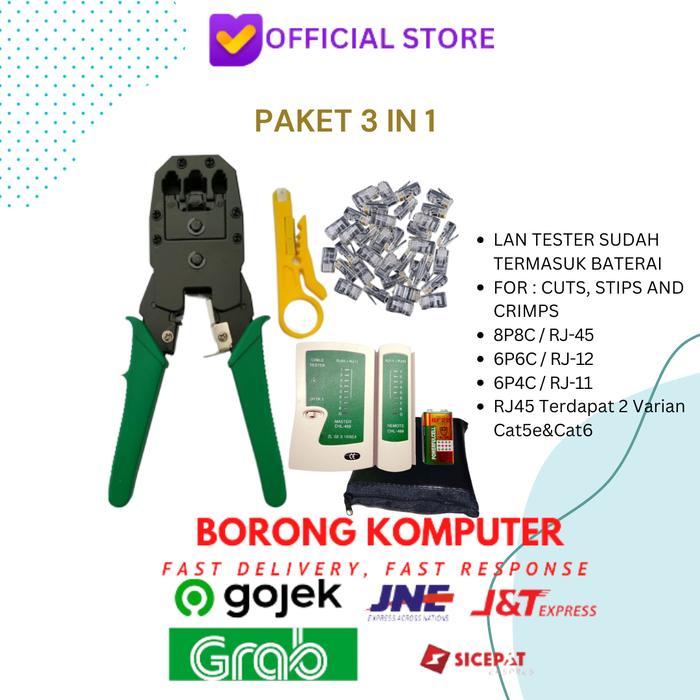 Rj45 Crimping Tool Kit, Tang Crimping Lan, Lan Tester, Konektor Rj45, Tang Rj45, Network Cable