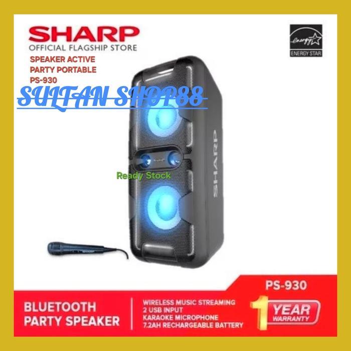 SHARP SPEAKER AKTIF PS-930 PORTABLE PARTY WIRELESS BLUETOOTH I PS930