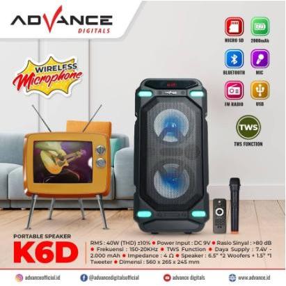 Advance Speaker Meeting Portable 6,5" Free 1 Mic Wireless K6D BT USB