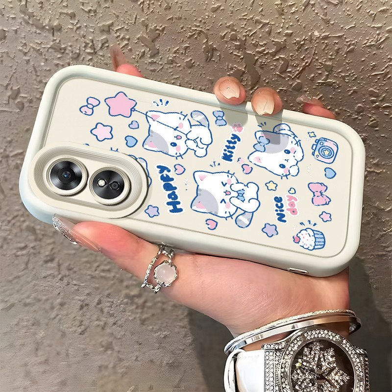 Casing Hp OPPO A17 OPPO A17K Case Kucing bintang pink Imut Banget Kasing Promo Cesing Kesing Silikon