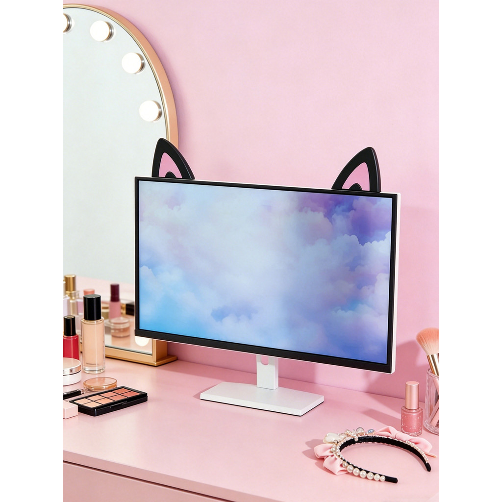 Bow Monitor Decor Pink Acrylic Bowknot PC Accessories Cute Desktop Decoration for Gaming
