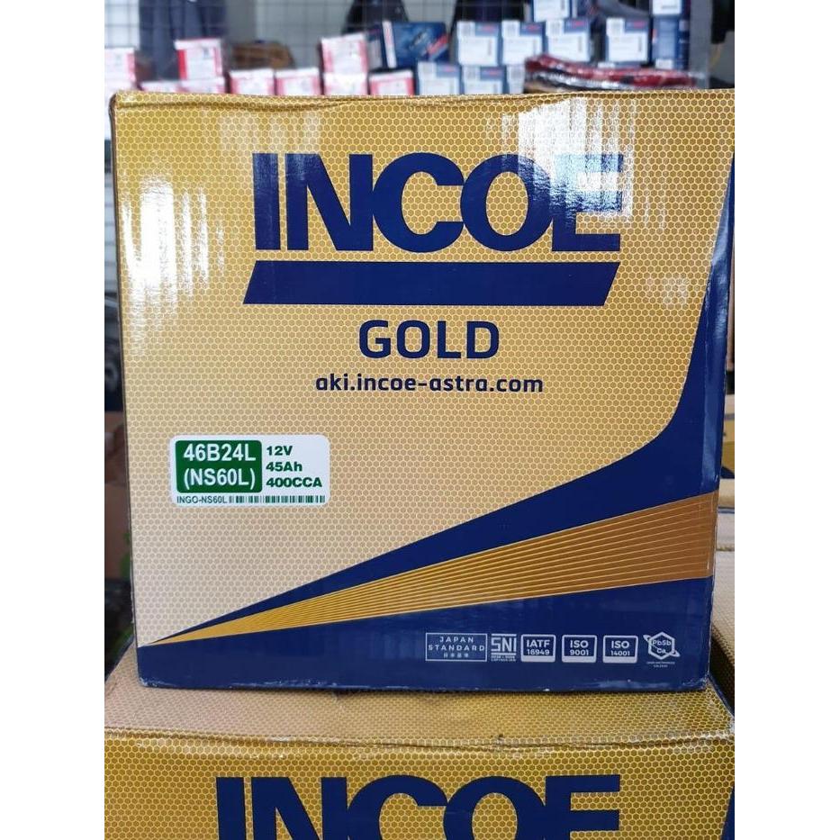 Aki Mobil Incoe Gold 46B/24L Ns60L Ns 60L Ns 60 L 45Ah Basah