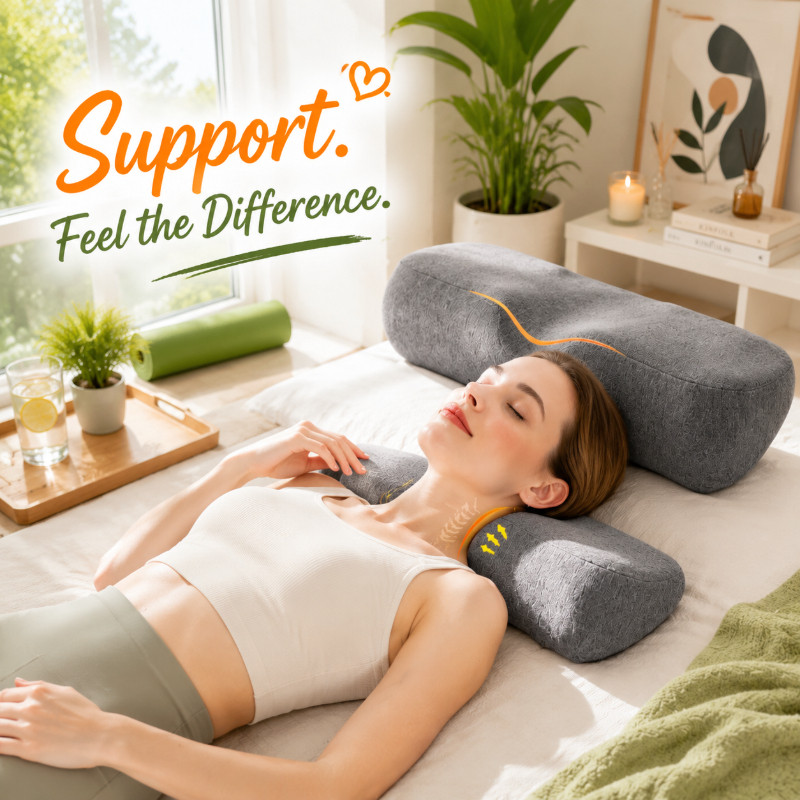 Single Use Gray Slow Rebound Memory Foam Pillow, Cervical Support & Spine Correction, Relieve Neck