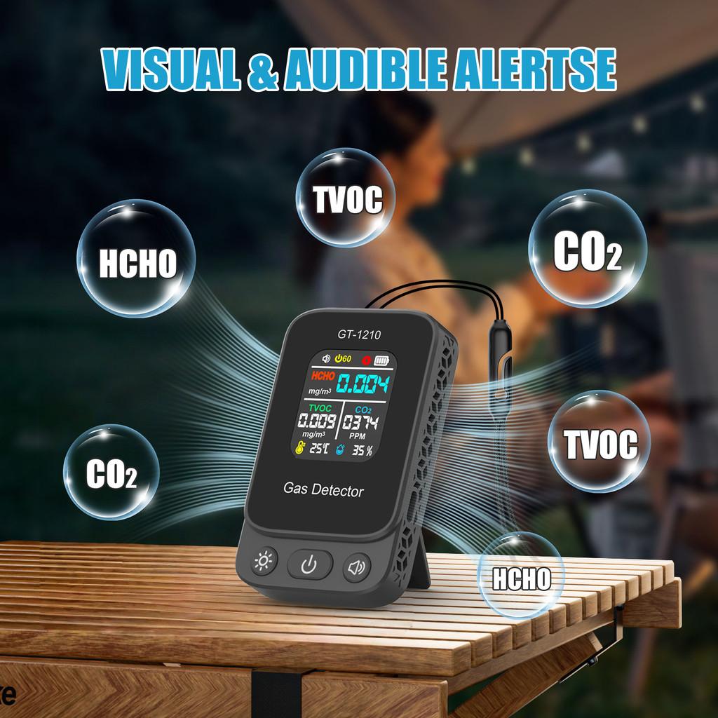 Latest 5in1 O2 Detetor arbon Dioxide TVO HHO Tester Temperature Humidity Meter Rehargeable Air