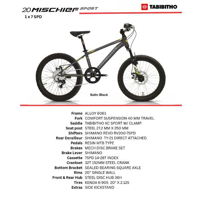 SEPEDA GUNUNG 20 MTB TABIBITHO MISCHIEF SPORT - FRAME ALLOY - Black