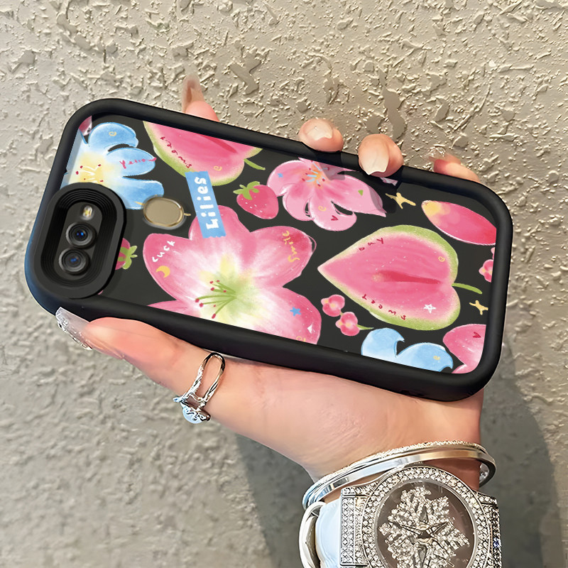 Casing Hp OPPO A7 OPPO A5s OPPO A12 OPPO A12S A11k Case Casing pola Bunga Pink Besar HP Cesing mata 