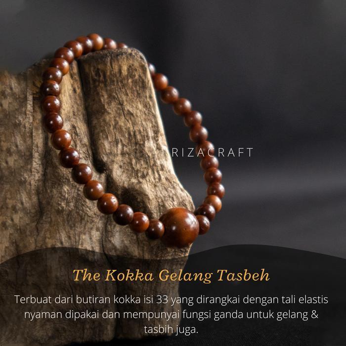 Gelang Tasbih Pria Cowok Keren Kokkah Koka Asli 33 Butir Coklat