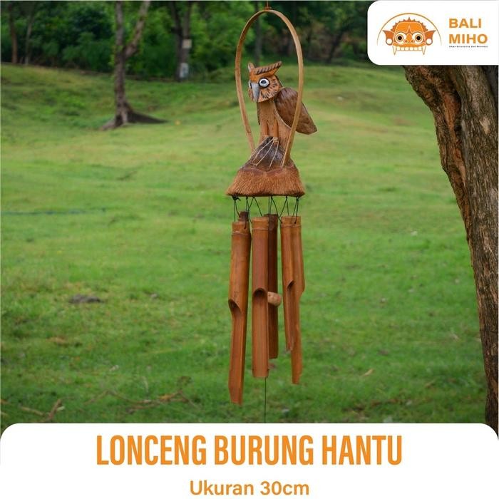 ```````] Lonceng Angin Bambu Motif Burung - Genta Angin Bambu