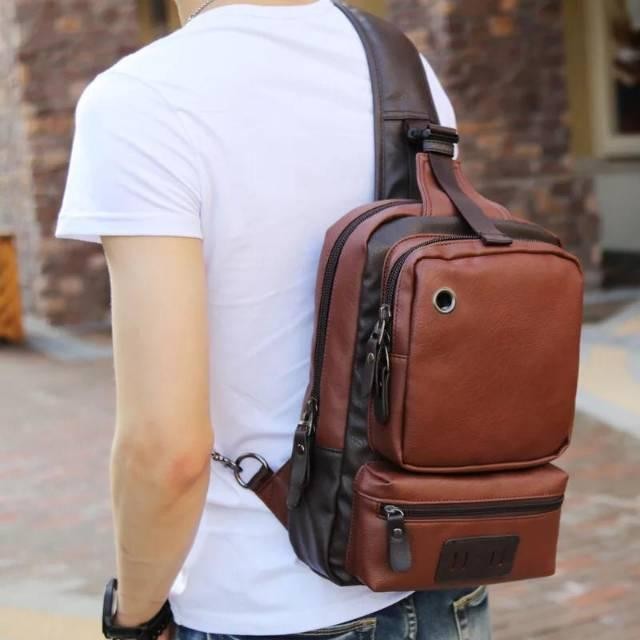 Paling Murah Tas Selempang Kulit Besar Pria Import Slempang Cowok Selendang Olahraga Anti Air Sling