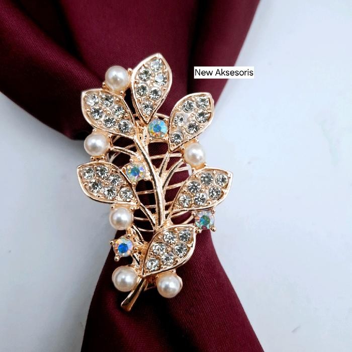 Bros Ring Cincin Hijab Syal Kerudung Segi Empat Mewah Muslim Wanita