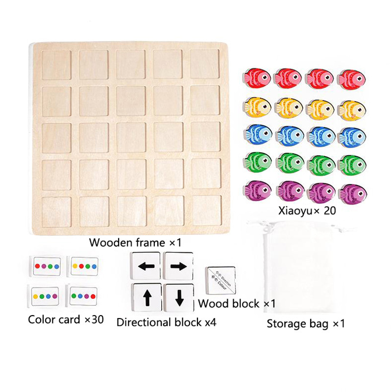 Kids Montessori Wooden Educational Table Games Toys Direction Color Battle Game Toddler Early