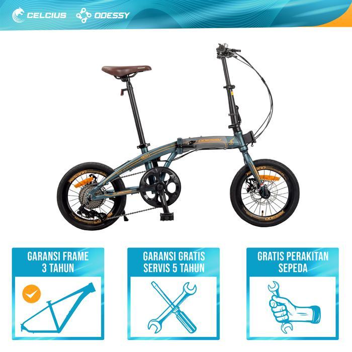 SEPEDA LIPAT ODESSY ROOSTER FRAME ALLOY UKURAN 16 INCH - 9 SPEED