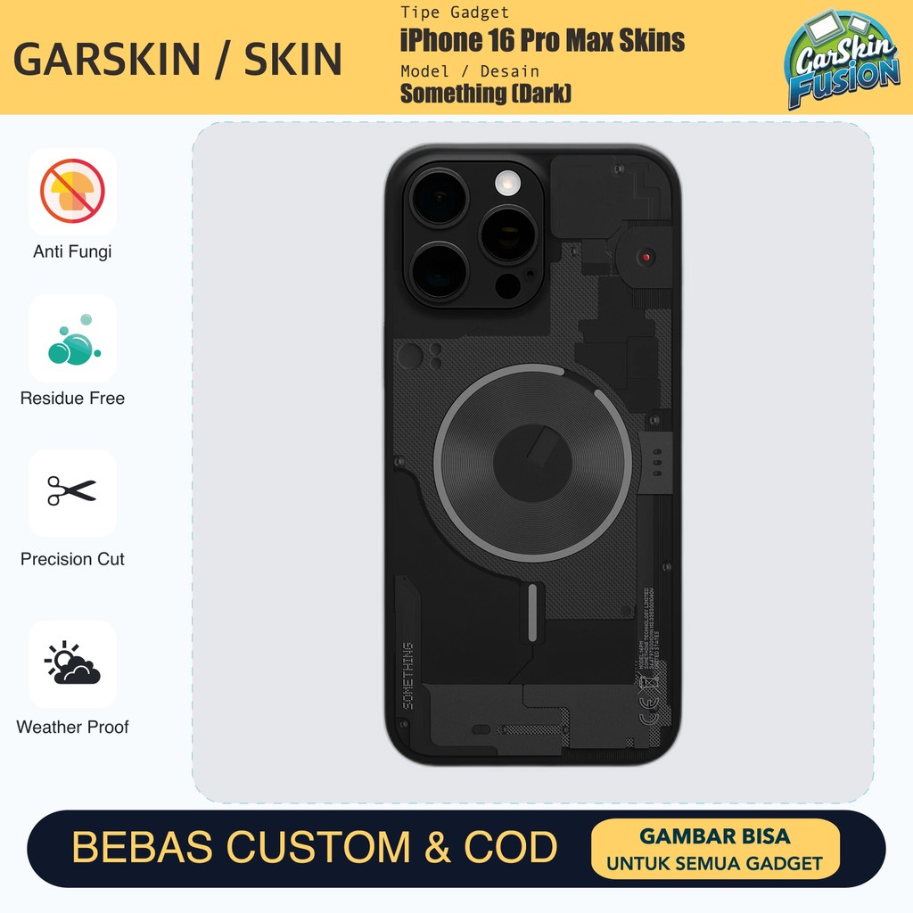 Skin Vinyl iPhone 16 Pro Max Something (Dark) Anti Scratch Protector Case | by Fusion | Kode - 4S5G