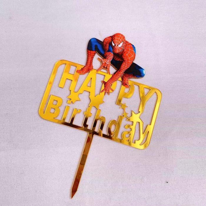 Akrilik Happy Birthday Spiderman Murah / Topper Akrilik Spiderman