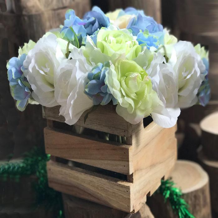 `````````] Dekorasi Vintage Vas Bunga Kayu Peti Kayu Crate Vase - Small