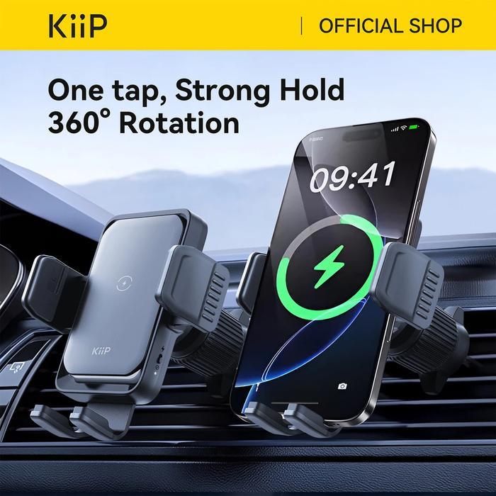 Kiip Wc01 2In1 Car Mount Wireless Charger Phone Holder Mobil Car Charger 15W