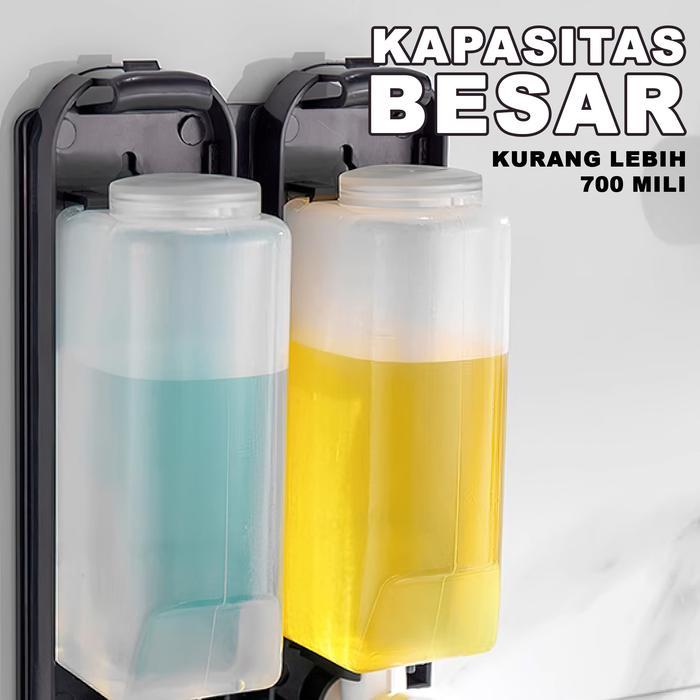 ID DISPENSER SABUN CAIR 2 TABUNG TEMPAT SABUN CAIR TEMPEL DINDING NEW COLLECTION -ZK-19