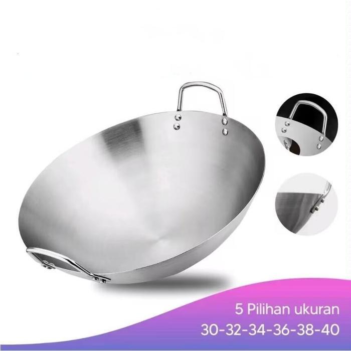 Wajan Stainless Steel, Anti Karat Dan Lengket/Wajan Kitchenware/Wajan Penggorengan Stainless Steel