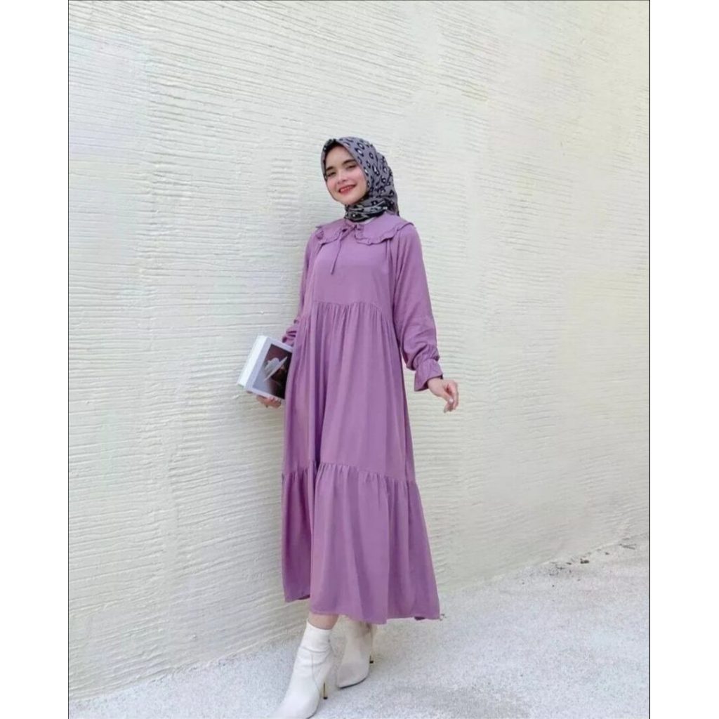 MIDI DRESS POLOS / DRESS KEKINIAN / DRESS VIRAL / DRESS TERBARU / DRESS LEBARAN / DRES SULTAN HOMEDR