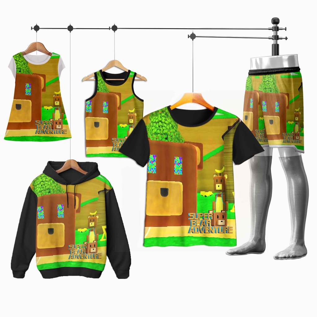 baju Super Bear Adventure 01SBA007 Beruang Sultan 3D Kaos Celana Dress Jaket Lekbong Anak dan Dewasa