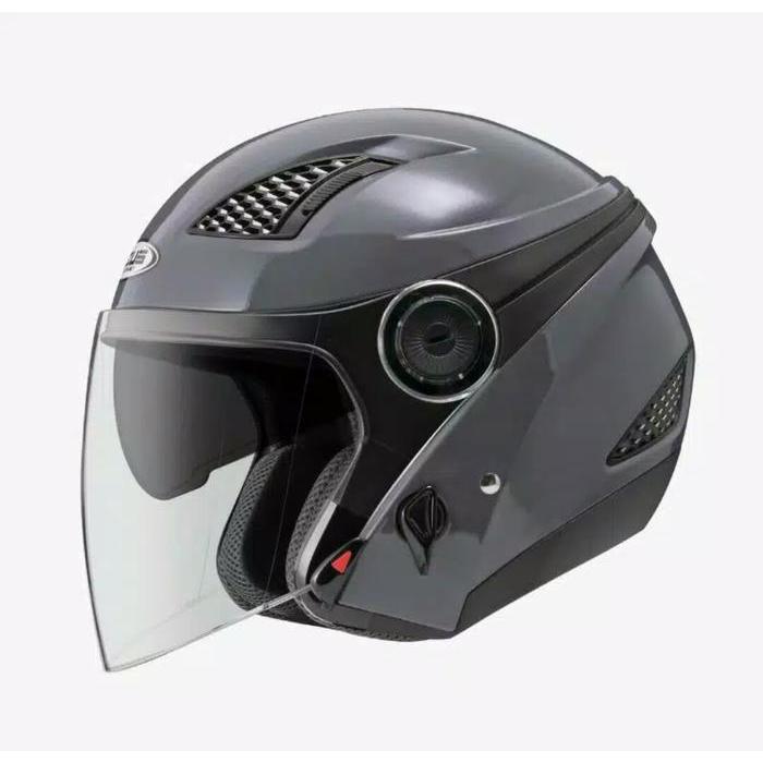 ZEUS ZS 610 GREY GLOSSY HALF FACE DOUBLE VISOR HELMET