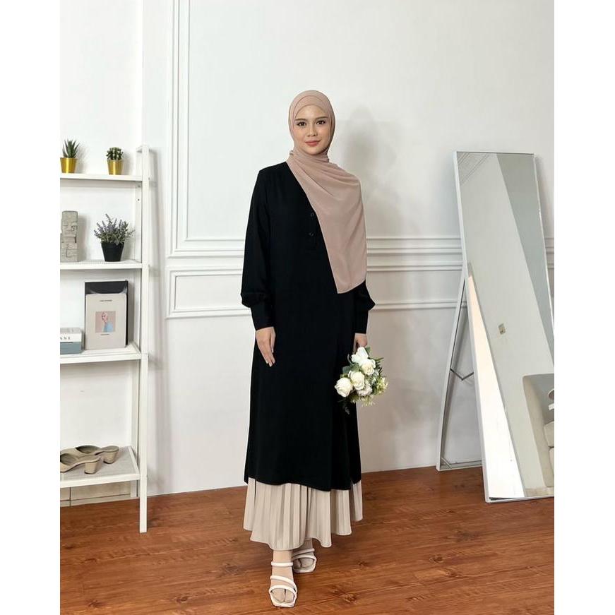 olfc- Elmiza - Inara Tunik Bahan Premium Rayon Twill Long Tunik Daily Kantor Kuliah Full