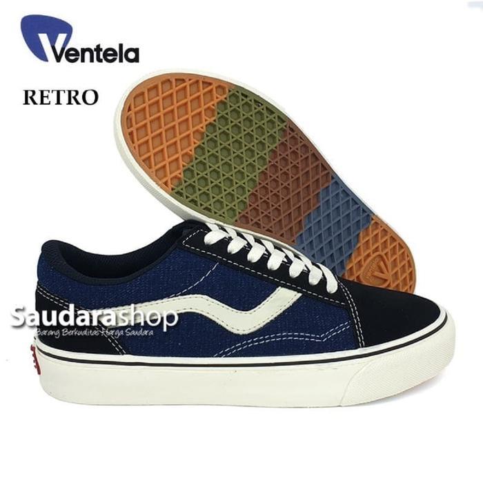 Sepatu Ventela Retro 77 Black blue Denim / Ventela Black Blue Denim LC