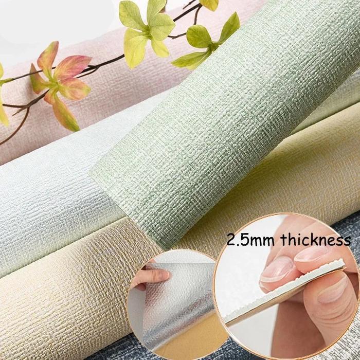 NEW Wallpaper Foam Linen Roll Serat Linen Wallpaper Dinding Polos Roll