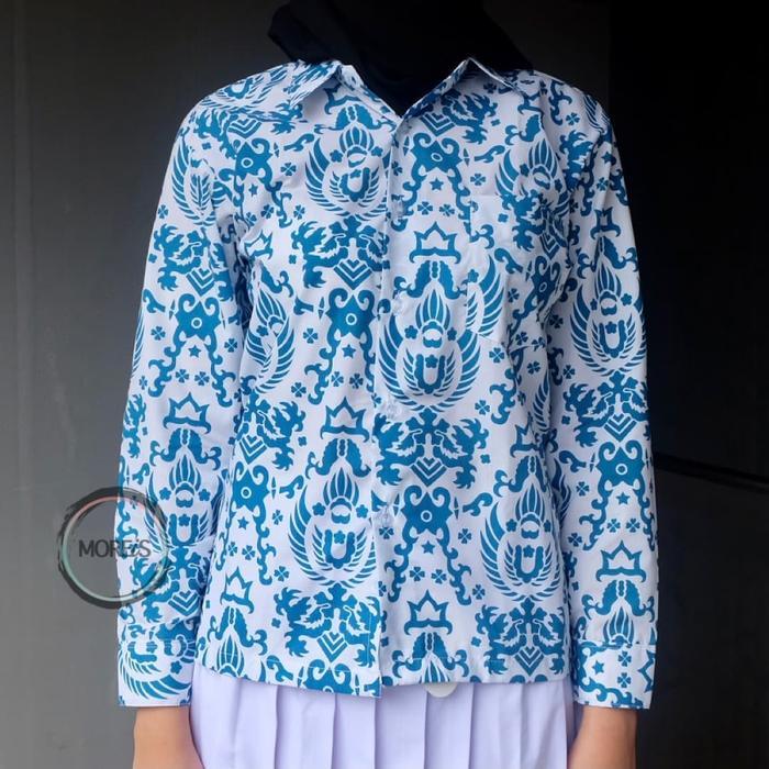 Seragam Baju Batik Garuda Panjang Biru
