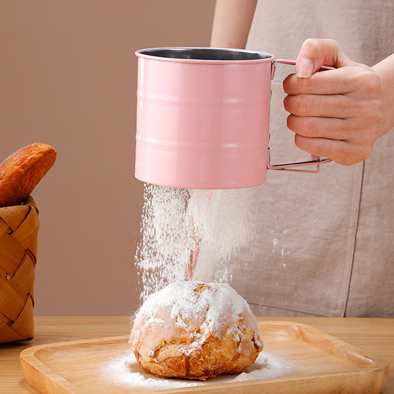 Stainless Steel Flour Sieve Handheld Semiautomatic Flour Sieve Hand Pressed Flour Sieve Sugar Sieve