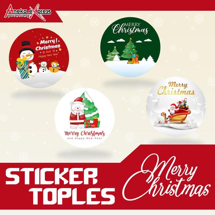 Stiker Toples Stiker Natal Merry Christmas Sticker Bulat Hampers
