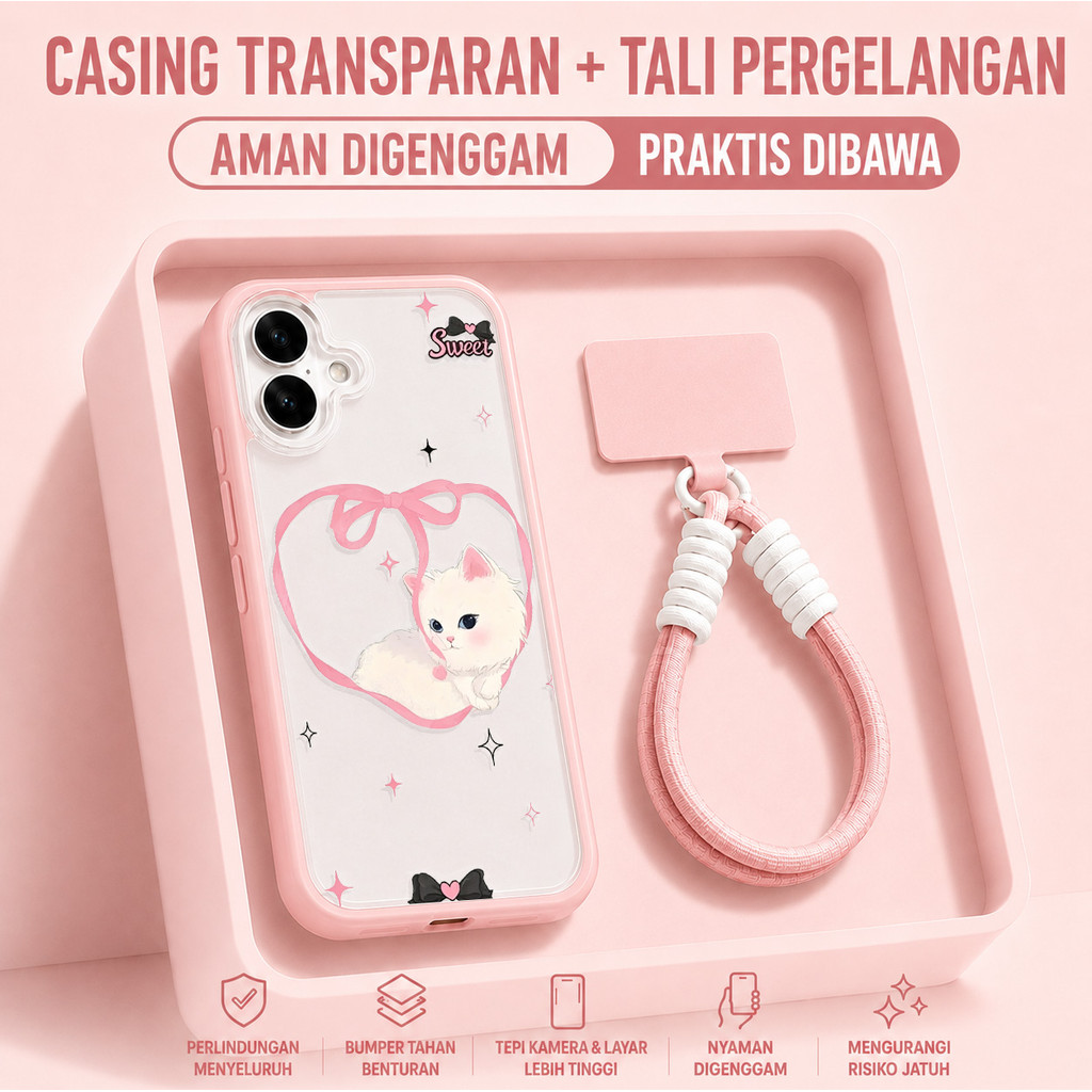 2 In 1+Tail Kucing Hati Kartun Bebas Bekas Case Hp Samsung A08  A18 S26 A27 A37 A57 A07 A17 5G A06 A