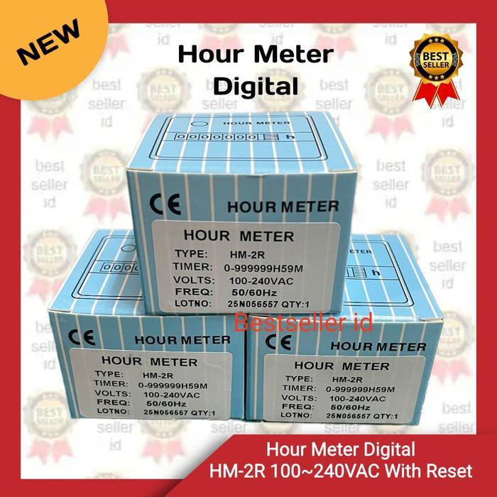 TERBARU Hour Meter Digital HM-2R 100~240VAC 48x48mm With Reset / Hour Meter Digital HM-2R 12~36VDC