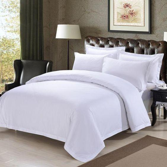 Sprei Fitted Full Katun Dobby Premium Polos Putih Tc 300 (Sprei Only)