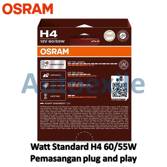 READY Osram Night Breaker 220 NB220 NBR220 H4 12V 60/55W +220% Pengganti NightBreaker 200 NB200