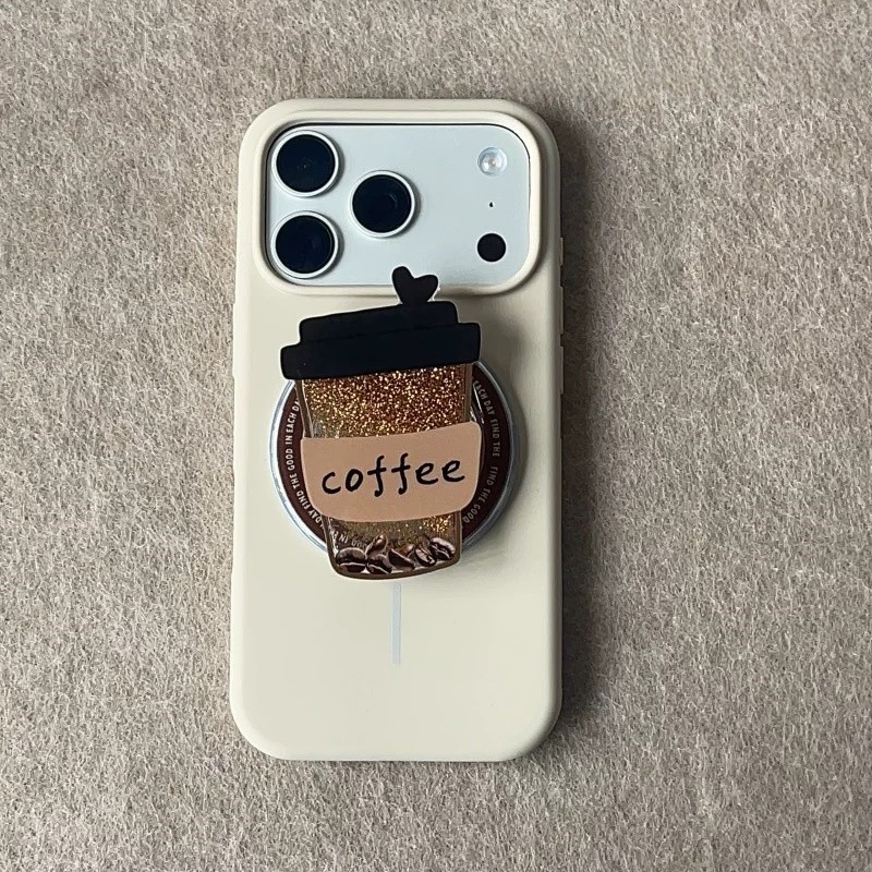 Korean Cute Coffee Cup for Magsafe Griptok Holder Phone Finger Ring Stand Support for IPhone 15 16
